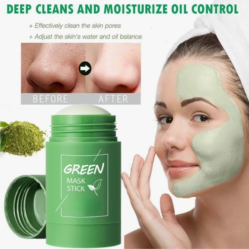 Chá Verde Máscara De Limpeza Sólida Dispelir Acne Marca De Mancha Remover De Cabeça Preta Hidratante De Película De Lama