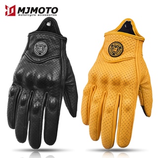 MJMOTO Luvas De Couro Retrô Para Motocicleta CE Ciclismo Masculinas Respiráveis Anti-Queda Equipamento De Equitação De E em Oferta na Shopee