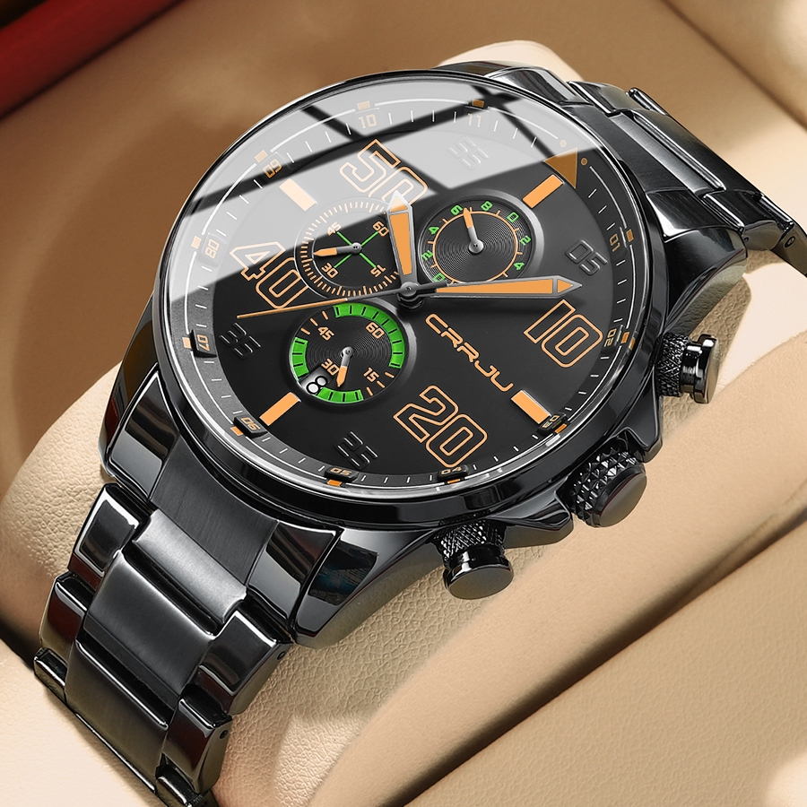 CRRJU Relógio Masculino Marca Original Cronógrafo De Aço Inoxidável Estilo Esportivo Discagem Criativa Moda Casual Negócios Militares Quartzo À Prova D'água 2307 X