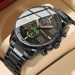 CRRJU Relógio Masculino Marca Original Cronógrafo De Aço Inoxidável Estilo Esportivo Discagem Criativa Moda Casual Negócios Militares Quartzo À Prova D'água 2307 X