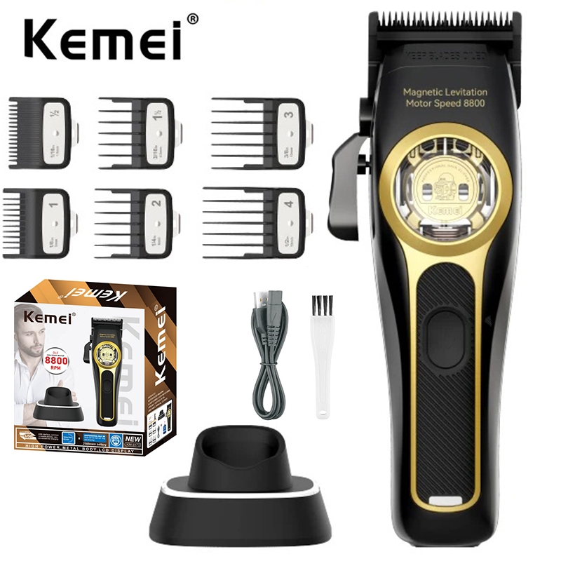 Kemei 2373 Barber Fade Hair Clippers Aparador De Cabelo Profissional Sem Fio Elétrico Homem Máquina De Corte Magnético Motor 8800RPM em Oferta na Shopee