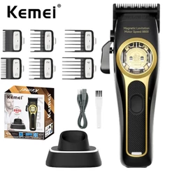 Kemei 2373 Barber Fade Hair Clippers Aparador De Cabelo Profissional Sem Fio Elétrico Homem Máquina De Corte Magnético Motor 8800RPM