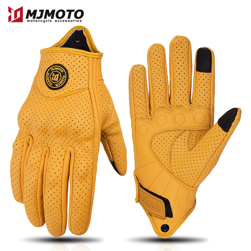 MJMOTO Luvas De Couro Retrô Para Motocicleta Verão Respirável Masculino Nostálgico Clássico Motociclista Proteção Esport