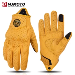 MJMOTO Luvas De Couro Retrô Para Motocicleta Verão Respirável Masculino Nostálgico Clássico Motociclista Proteção Esport