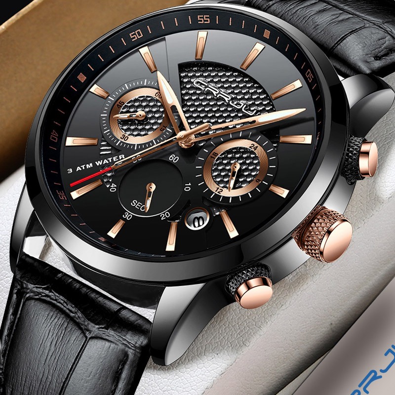 CRRJU Casuais Relógio De Quartzo Dos Homens De Couro Top Marca De Luxo Negócio Esporte À Prova D 'Água Data 2212l - Watches
