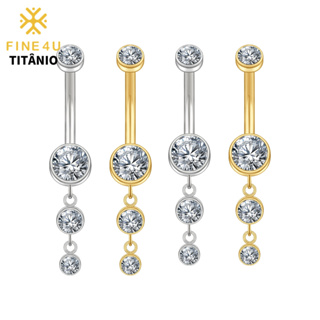 FINE4U Piercing Umbigo Com Pingente Zircônias 100% Titânio Lavável Hipoalergênica 10/12mm em Oferta na Shopee