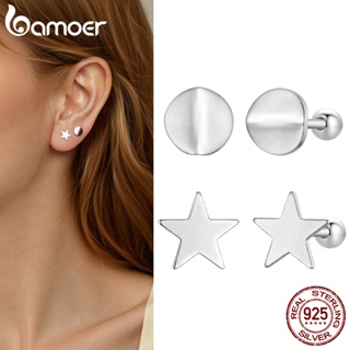 Bamoer 925 Sterling Sliver Studs Brincos Estrelas Redondas Jóias Presentes Para Mulheres em Oferta na Shopee