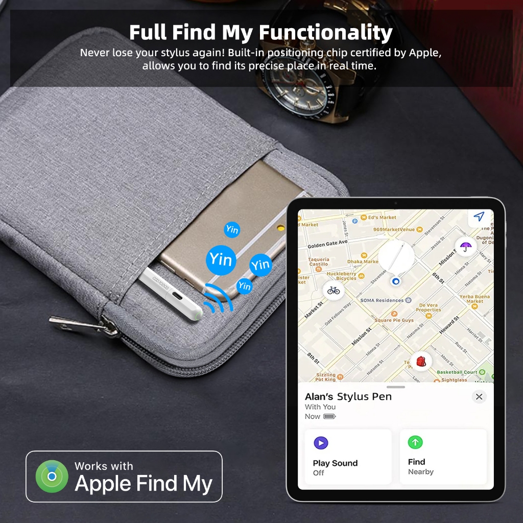 GOOJODOQ GD14 2024 Nova Caneta Stylus Com Ipad Encontrar Meu Aplicativo E Teclas De Atalho Personalizadas Para mini5 6 Air4 5 6 Pro11 13 12,9 2018-2024 - detalhe