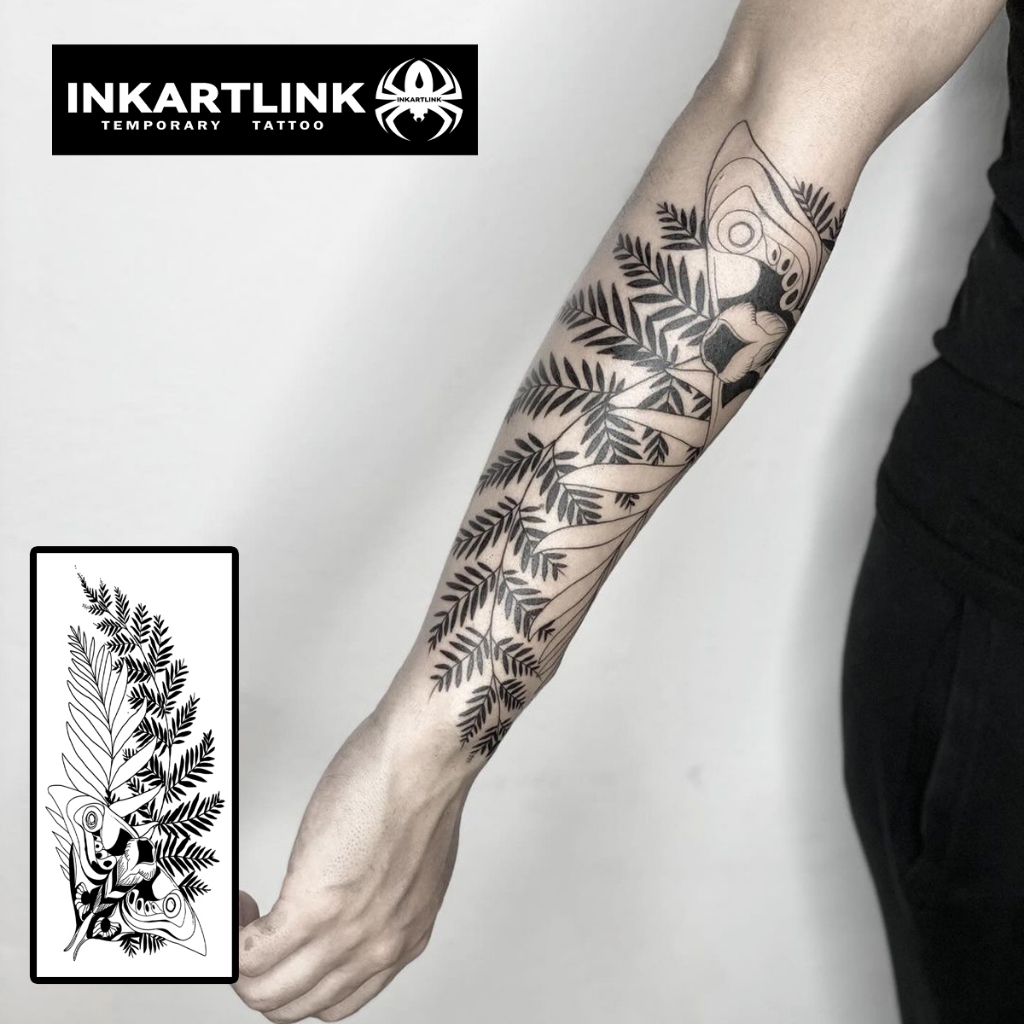 Adesivos Temporários Para Tatuagem Temporária De Traça E Grama , Mágica De Longa Duração À Prova D'água , Dura Até 15 Dias De Falsa semi Permanente .