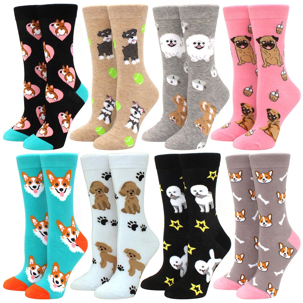 Moda E Divertida Mulheres Meias Tubo Médio Confortáveis De Corgi Pit Bull Impressas em Oferta na Shopee