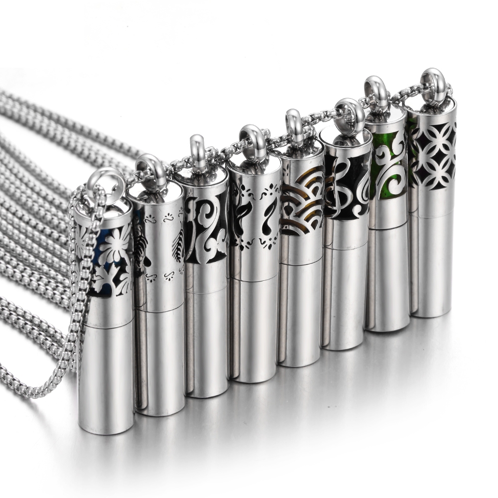 Colar Difusor De Aromaterapia Óleo Essencial Pingente De Perfumado Aroma Frasco De Armazenamento Jóias De Aço Inoxidável