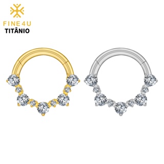 FINE4U Piercing Titânio Argola Septo Daith Cravejadas Com Zircônias hipoalergênica em Oferta na Shopee