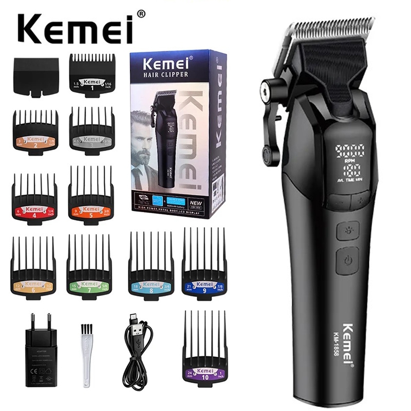 Cortador De Cabelo Kemei Profissional De Barbeiro Elétrico Sem Fio Recarregável Homem 9000RPM em Oferta na Shopee