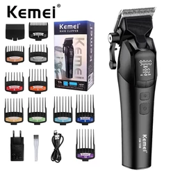 Cortador De Cabelo Kemei Profissional De Barbeiro Elétrico Sem Fio Recarregável Homem 9000RPM