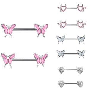 Anel De Aço Inoxidável Zircônio Rosa Amor Lua Prego De Peito Jóias De Perfuração Human em Oferta na Shopee