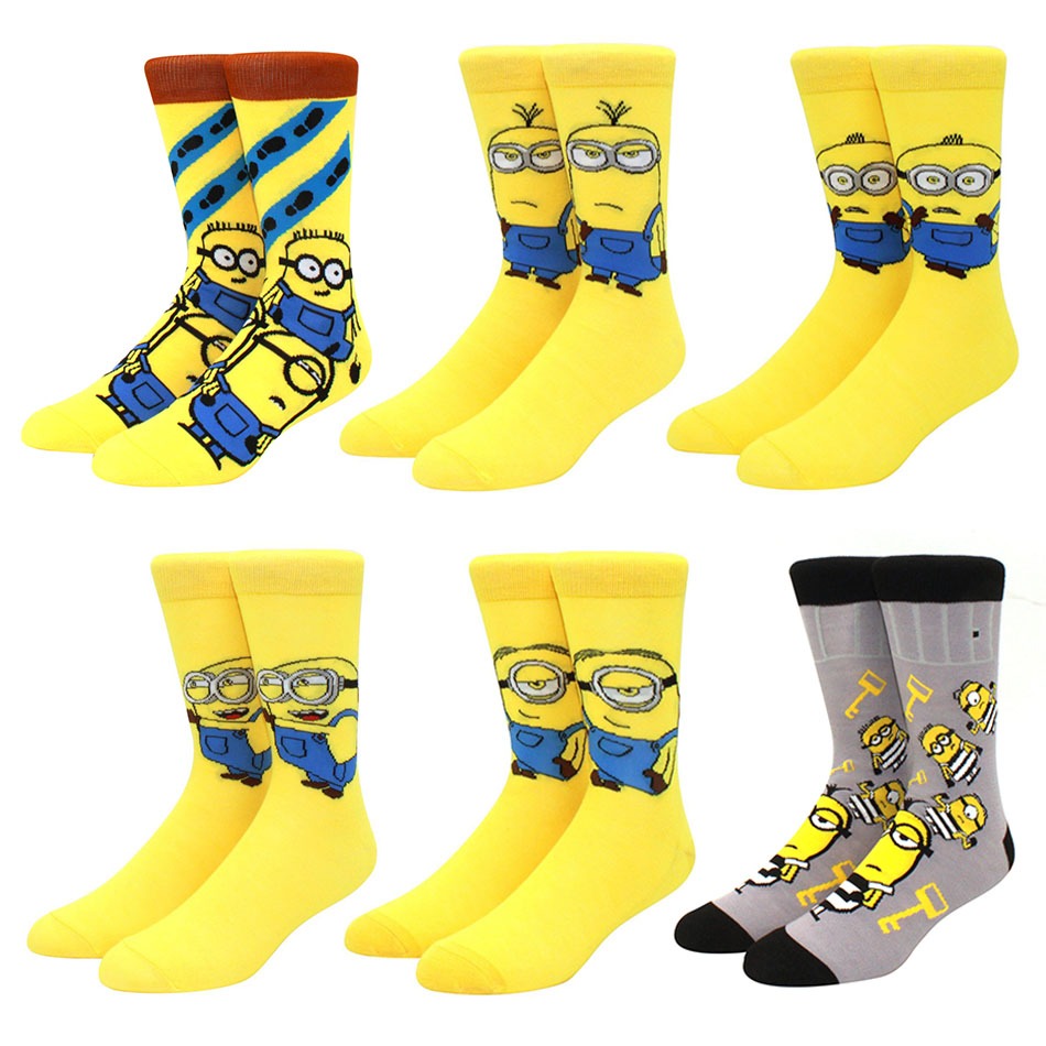 Filme Meias Homem Amarelo De Cartoon Tendência Personalidade De Rua Mulher em Oferta na Shopee