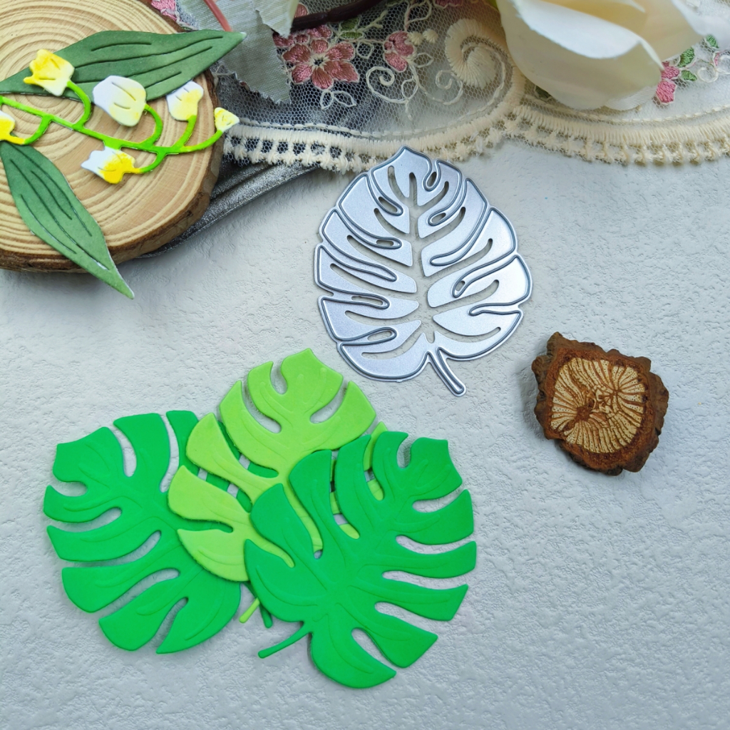 Monstera Deliciosa Metal Dies Cutting for Scrapbooking Gravação Em Relevo Manual De Fotos Álbum Botânicas Decor Moldes