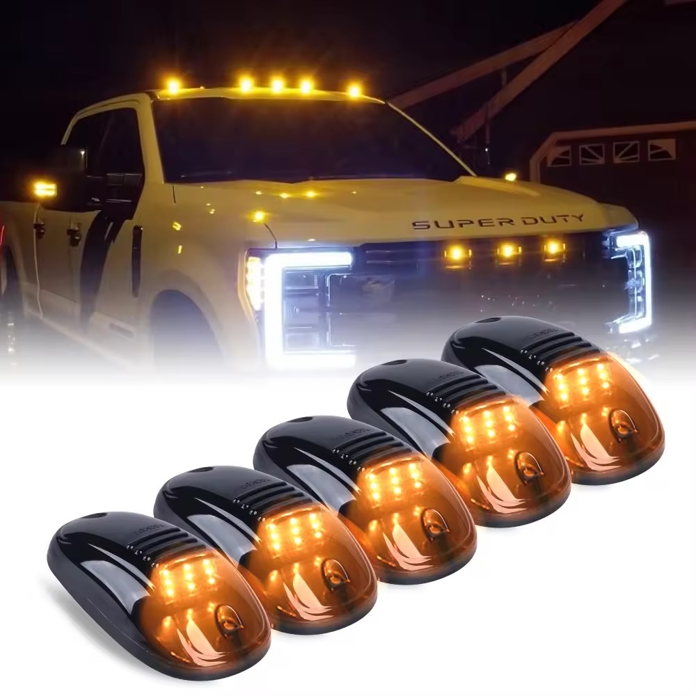 5x Marcador Superior Do Teto Da Cabine Luzes Led Carro Com Lâmpadas De Lente Fumê Pretas Sinalização Para Caminhão SUV
