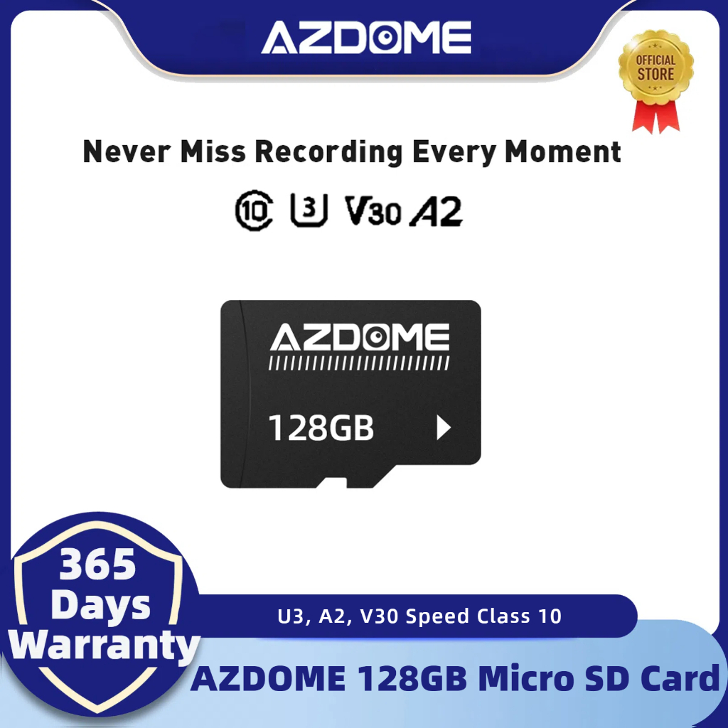 Cartão De Memória AZDOME 64GB 128GB SD SDXC Micro Com U3 , A2 , Classe De Velocidade V30 Para Dashcam