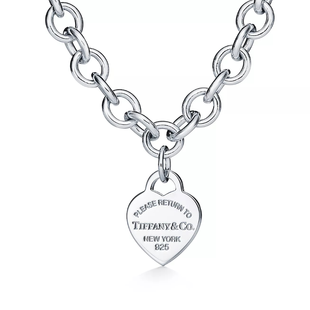 Retorno Ao Colar Tiffan Heart Tag Chain Link Em Prata 925s