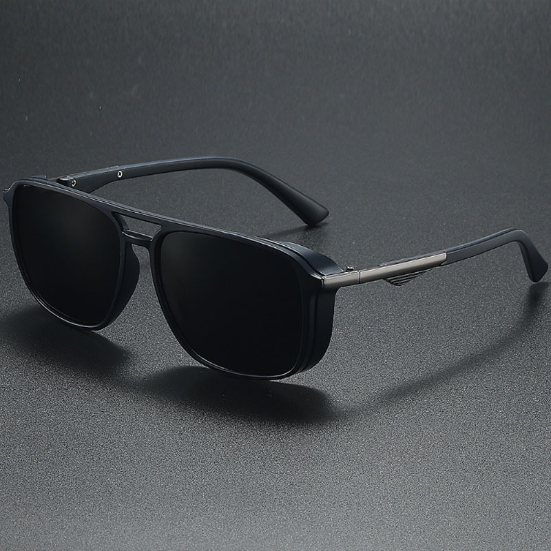Óculos De Sol Polarizados Steampunk Homens Mulheres Punk Square Vintage UV400 Shades Eyewear