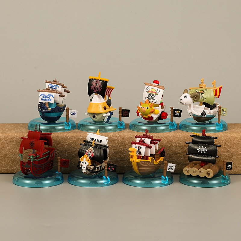 8Pcs/Set Anime One Piece Figura Luffy Thousand Sunny Going Merry Marshall D Ensinar Barco Boa Hancock Navio Pirata Figuras De Ação Em PVC Modelo Doll Toys