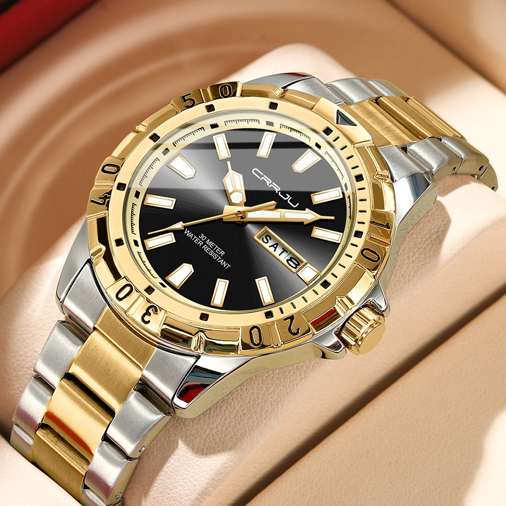 CRRJU casual Tendência De Moda Simples Negócios Temperamento Esportivo Relógio De Quartzo À Prova D'água 5028X