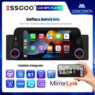 ESSGOO 5 " Android Auto Carplay 1 Din Tela Sensível Ao Toque Rádio Para Carro Bluetooth MP5 Player FM Central Multimídia em Oferta na Shopee