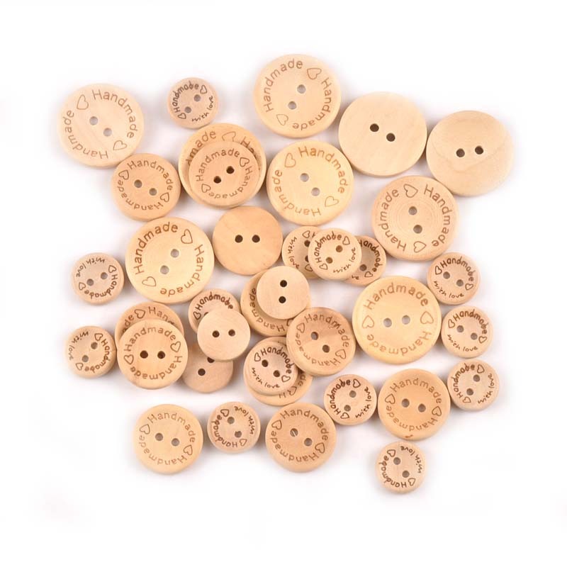 30pcs/lot 15-25mm Carta Natural Botões De Madeira Para Roupas Artesanais Acessórios De Costura Artesanato De Bricolagem MT1900