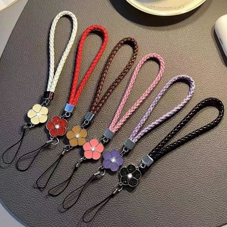 Flores Da Moda Coloridas Correias Para Telefones Celulares Lanyard Weave Leather Stretch Wrist-rope iPhone Android Samsung Camera Key Chain