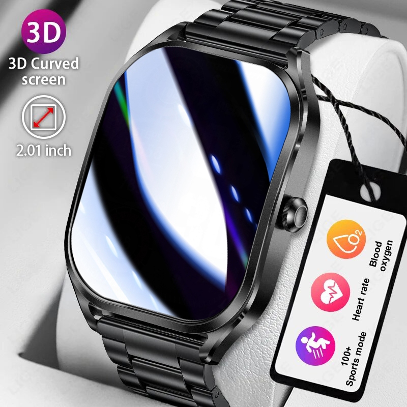 LIGE Relógio Inteligente Original Masculino Tela Curva 3D Full Touch Mulheres 100+ Esportes IP67 Relógio À Prova D 'Água BT Chamada Monitor de Saúde Smartwatch Para Android IOS - Mobile & Gadgets