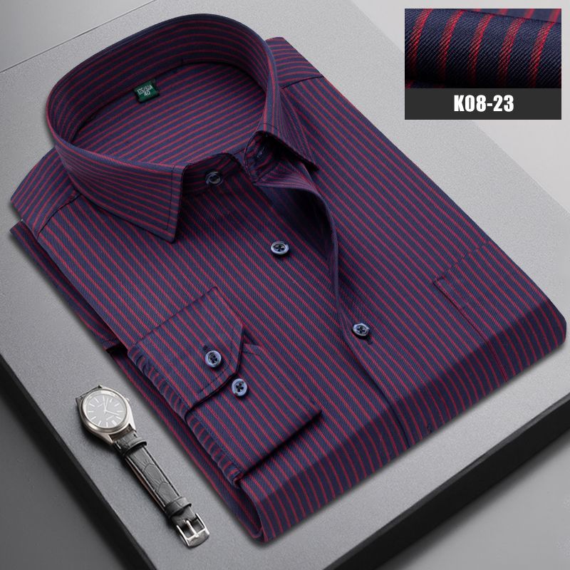 Camisas Brancas De Manga Comprida Camisa Formal Homens De Trabalho De Negócios Top Casual Listradas — imagem 2 de 2