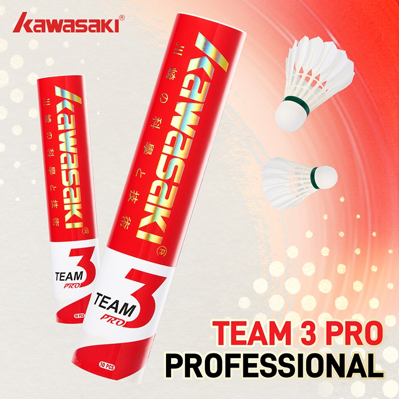 Kawasaki Shuttlecocks 10PCS Team 3 PRO Goose Feather Com Grande Estabilidade E Durabilidade Para Jogadores Torneios Pré-Fessionais