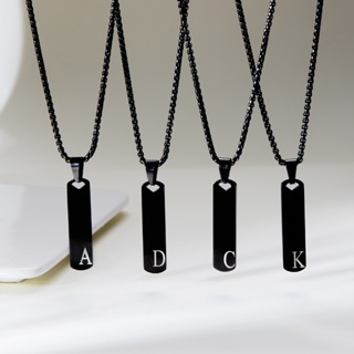 Moda Sem Desbotamento Aço Inoxidável 26 Letras Alfabeto Rectângulo Pingente Colar Feminino Festa De Aniversário Jóias Pretas em Oferta na Shopee