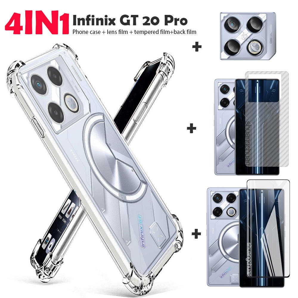 4IN1 Para O Telefone Infinix GT 20 pro Caixa Telefônica Anti-Espionagem Privacidade Vidro Temperado Cerâmica Filme Macio + De Lente Retorno + Estojo