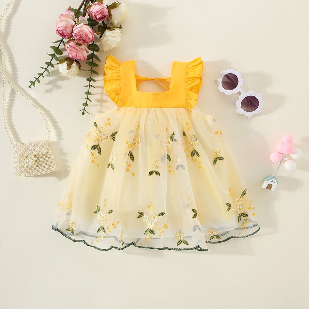 9 Meses A 3 Anos De Idade Vestido De Princesa Bebê , Nova Roupa De Verão Sem Mangas Para Crianças , Bordado Com Flores em Oferta na Shopee