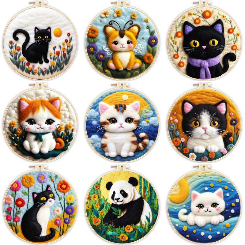 Pintura De Feltro De Agulha Ruopoty Com Kit De Moldura Para Lã De Gato Iniciante Agulhas Feitas À Mão , Almofada De Espuma , Pano em Oferta na Shopee