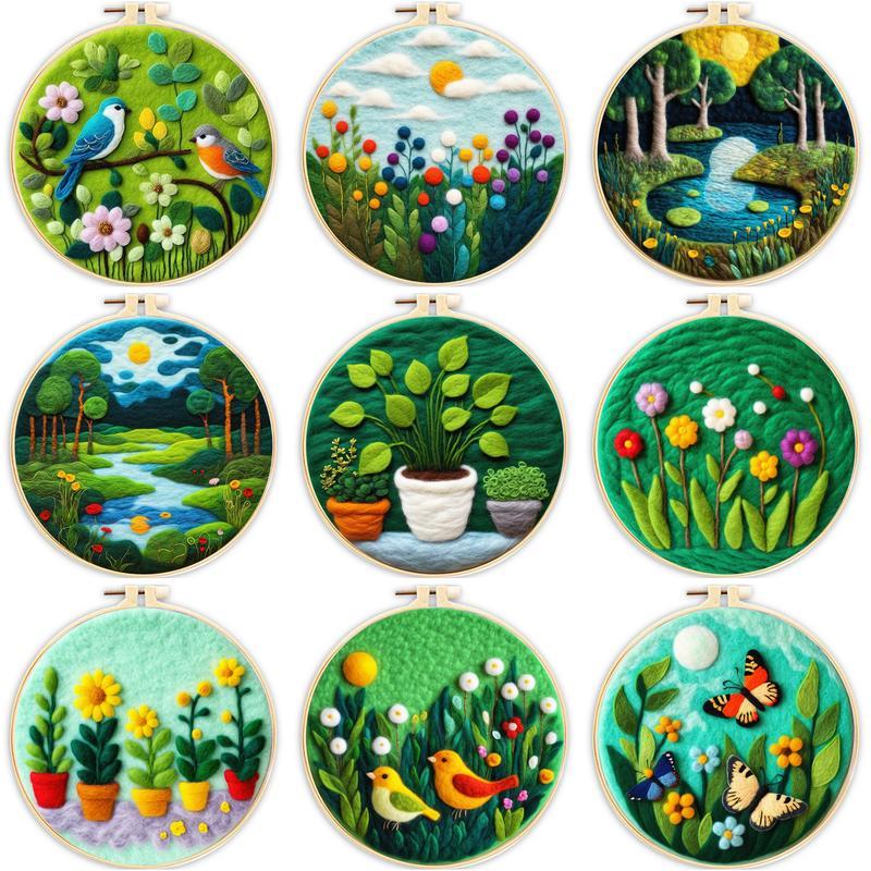 Pintura De Feltro De Lã Ruopoty Kit De Bordado Verde Criativo Artesanal Agulha em Oferta na Shopee