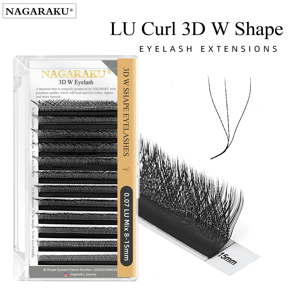 NAGARAKU LU (M) L Curl 3D W Extensão De Cílios Preto 12 Linhas