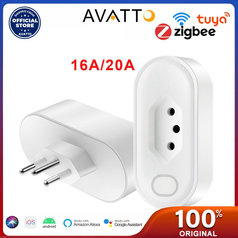 AVATTO Tuya WiFi/zigbee Smart Plug 16A/20A Brasil Padrão APP Life Voz Inteligente Remota F...