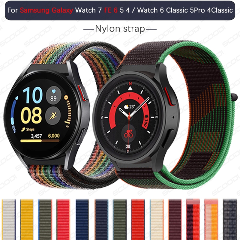 Bracelete De Nylon Loop Tecido Para Relógio Samsung Galaxy 7 FE 6 5 4/6 Clássico 5Pro 4Classic Smart Watch band
