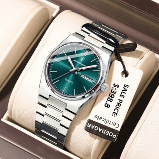 POEDAGAR Relógio Feminino de Luxo Em Aço Inoxidável Relógio Feminino À Prova D'água Luminoso Data Semana Relógio Feminino Elegante Relógio de Pulso Original de Quartzo Para Mulheres + Caixa