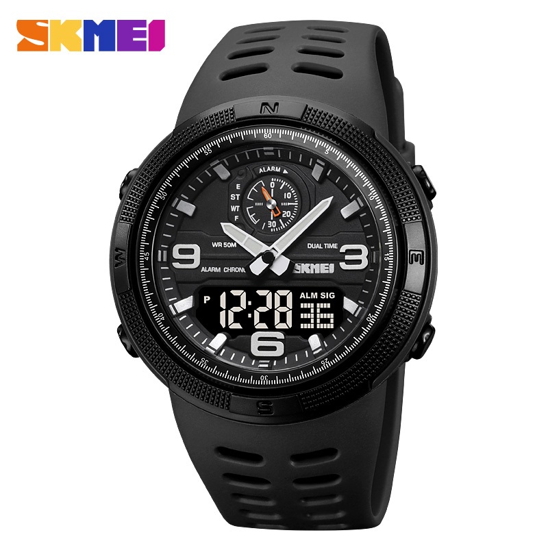 SKMEI 1655 Relógio Eletrônico Esportivo Masculino De Exterior De Dupla Exibição Multi-Funcional À Prova D'água De Exploração Estudantil 1251 em Oferta na Shopee