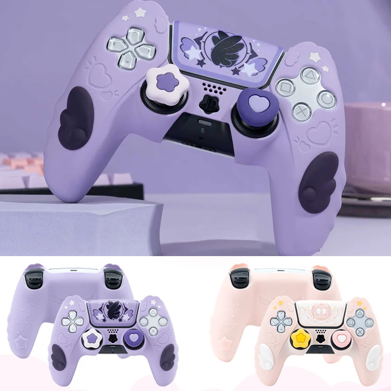 Capa Protetora De Silicone Para As Asas Estreladas Gamepad Sticker Soft Case Sony Dualsense 5 PS5 Controller Thumb Stick Grip Cap Protector