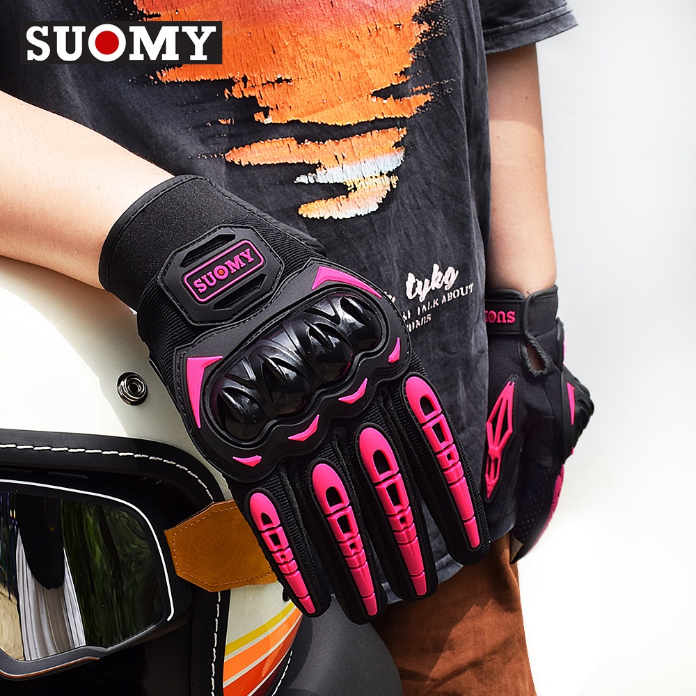 Detalhes do SUOMY Luvas De Motocicleta De Verão Dedo Respiráveis Anti-Queda Proteção Para Ciclismo Feminino Pink S-XL