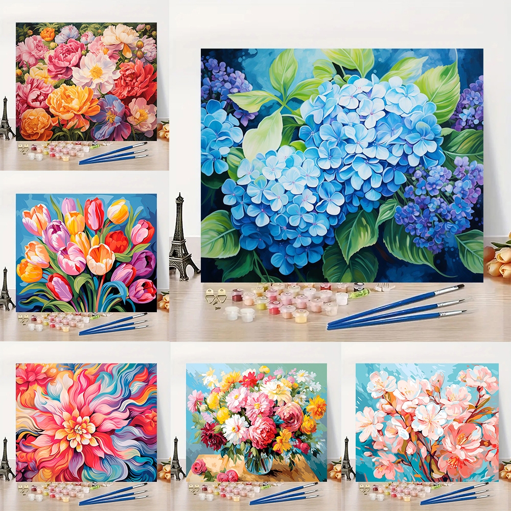 DROFE-kit Pintura Numerada-Blue Hydrangea-Terapêutica-Decoração Do Quarto-pintar numeros em Oferta na Shopee