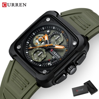 CURREN Relógio Masculino Top Brand Original Autêntico Novo Cronógrafo Multifuncional Ponteiros Luminosos De Discagem Quadrados De Silicone Correia Moda Esportes Quartzo À Prova D'água 8461 em Oferta na Shopee
