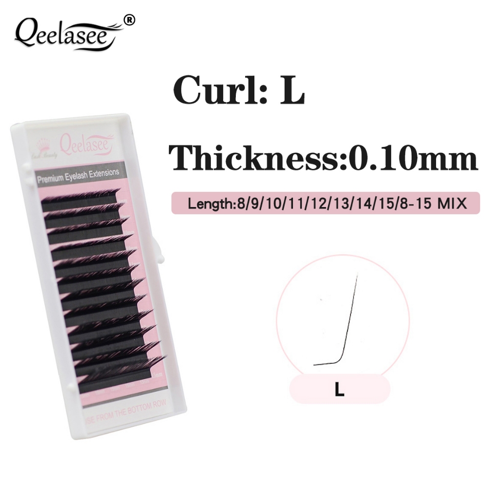 Qeelasee 0.10mm L Curl False Eyelash Extensions Mink volume Em Forma De Maquiagem Pestanas Individuais