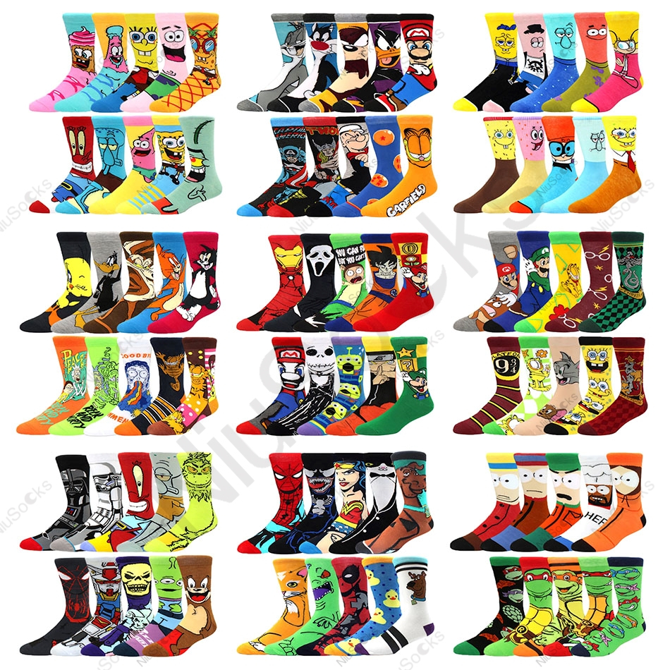 10 Pares De Meias Masculinas De anime cartoon Série Esportivas De Quatro Estações Do Ano Femininas De Algodão Médias cosplay De Tendência Masculina
