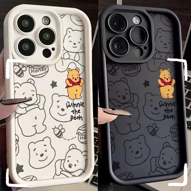 Pooh capa de telefone de silicone macio adequada para iphone 15 14 13 12 11 pro max xr x xs 6 6s 7 8 capa protetora de lente à prova de choque